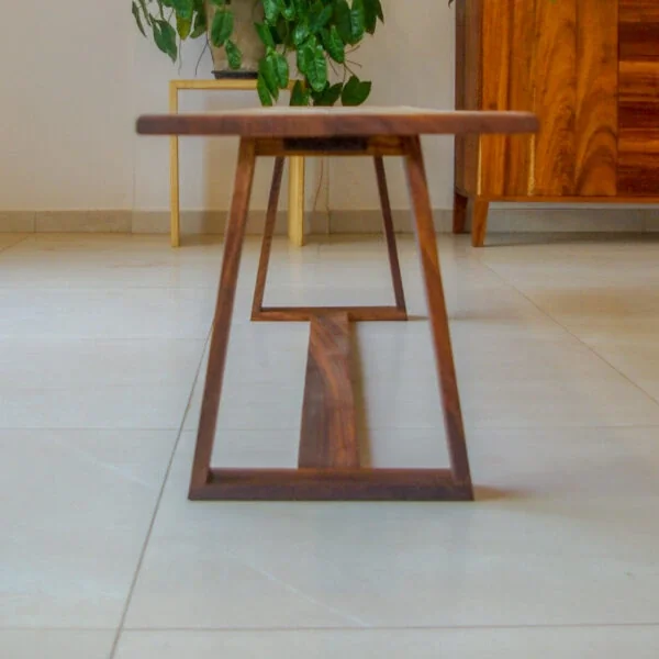 Banc Entre les Lignes en Makoré — vue de dessus